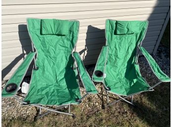 2 Green Portable Outdoor Chairs