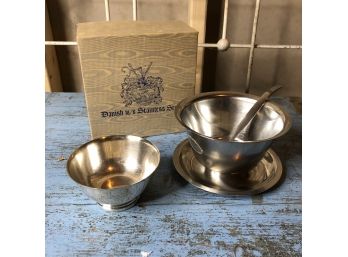 Danish Steel Bowl With Ladle And Paul Revere Reproduction Bowl