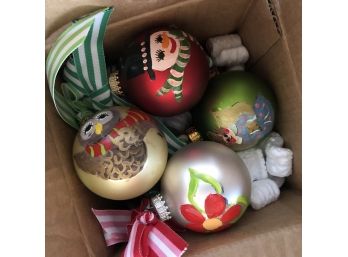 Set Of 8 Hand Painted Christmas Ornaments