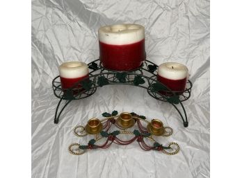 Holiday Candle Holders - Set Of Two