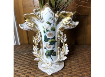 Antique Vase With Morning Glories