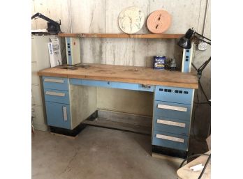 Vintage Workbench With Drawers And Outlets