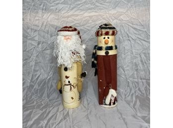 Santa And Snowman Figures