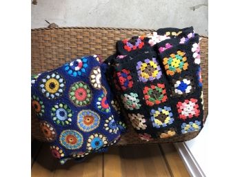 Set Of Two Crochet Throw Blankets