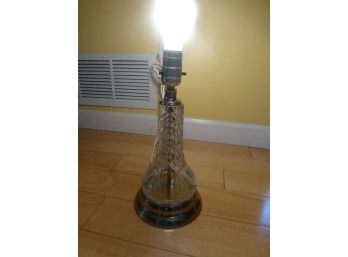 Vintage Crystal Glass Lamp Brass 12 Inch Desk End Table Light Home Decor