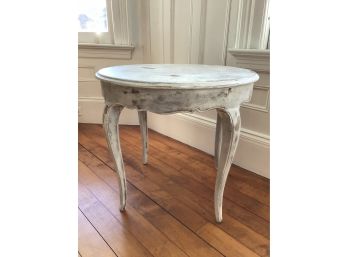 French Provincial Shabby Chic Round End Table