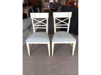 Pair Of Ethan Allen Cream Colored Side Chairs