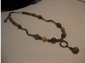 Sterling Jasper/Semi-precious Stone Bead Necklace