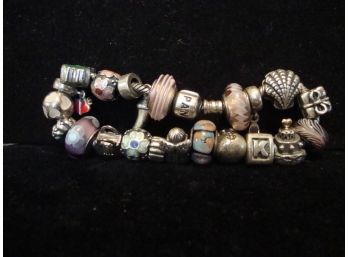 Sterling Pandora Bracelet With 21 Beads