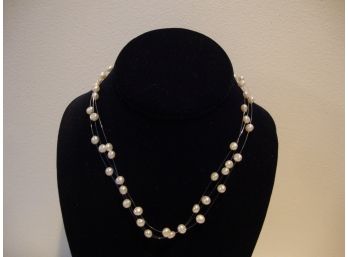 Sterling Clasp Fresh Water Pearl Necklace 3 Strand
