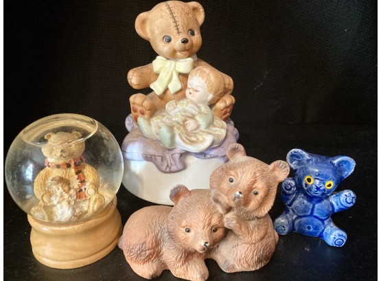 More Teddy Bear Figurines And A Snow Globe