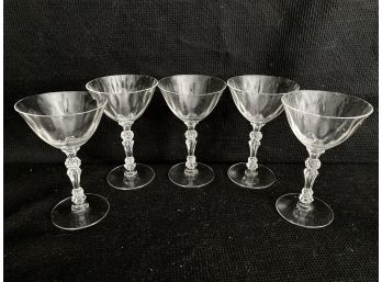 Set Of 5 Beautiful Wine Glasses With Intricate Stems