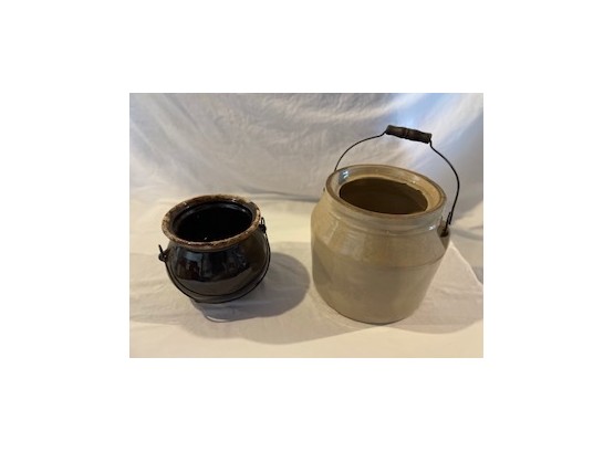 Two Ceramic Pots - 1 Bean Pot, 1 Planter