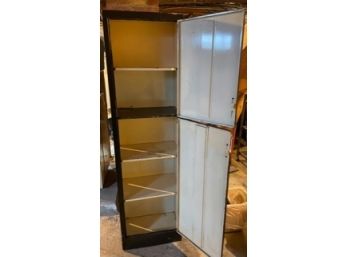 Black Metal Storage Cupboard - 2 Doors, 5 Shelves