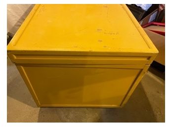 Large Yellow Wooden Storage Trunk On Wheels