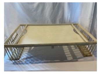 Vintage White Tray And Desk/writing Table With Storage Compartments