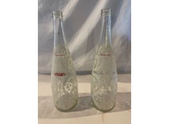 Two Christian Lacroix Evian Water Bottles. Also Vintage Coca-cola And Other Assorted Bottles.