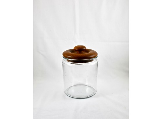 Vintage Glass Jar With Teakwood Lid