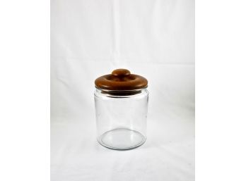 Vintage Glass Jar With Teakwood Lid