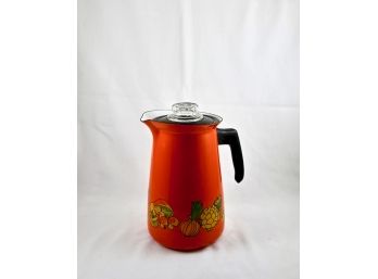 Vintage Sears Orange Enameled Coffee Percolator