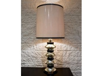 Vintage Art Deco Oversized Metal Lamp Base With Paper Shade