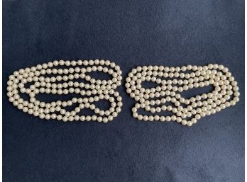 Two 52' Long Strands Of Quality Faux Pearls