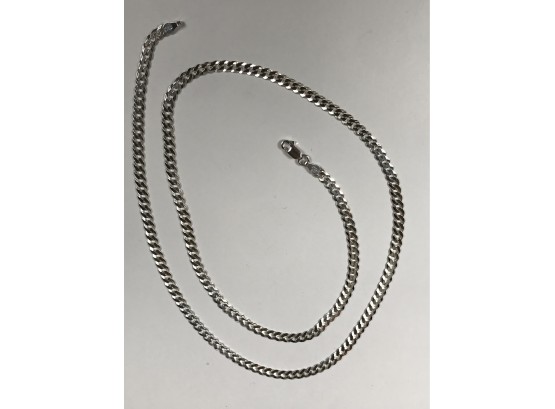 Fabulous New All STERLING SILVER Curb Link 24' Necklace - Excellent Quality - Made In Italy - Just Polished !
