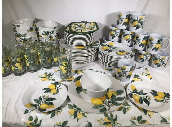 Fantastic BRAND NEW Royal Norfolk LEMON China - Complete Service For 12 - 86 Pieces - Retail Price $1,445