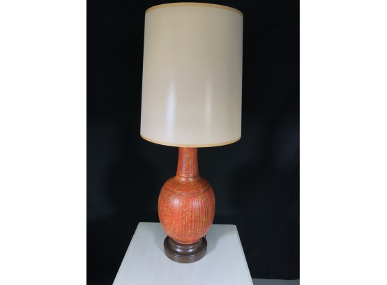 AMAZING 1960's Orange Mid Century / MCM  - Lamp With Original Tall Shade - Sat In Same Spot For 50 Years
