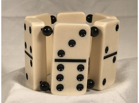 Vintage Bakelite Domino Tiles Made Into Bracelet VERY Cool Piece - Great Gift For Domino Player !
