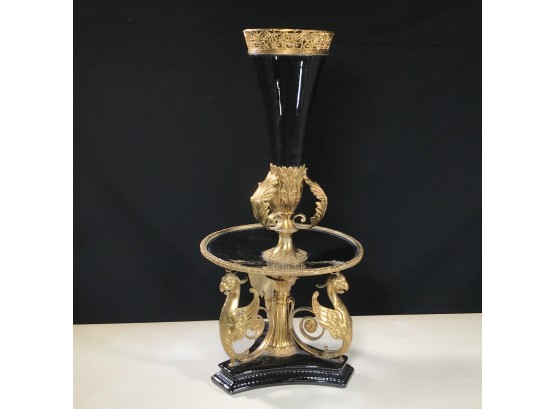 Absolutely Incredible Vintage Bronze & Enamel Centerpiece Very Large And Very Heavy - Over Two Feet Tall