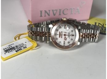 Grogous Brand New INVICTA Ladies Rose Gold Tone & White Dial - Divers Style Watch - Paid $595 - BRAND NEW !