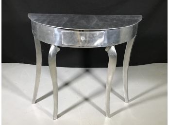 Very Cool Cast Aluminum Demi Lune Table - GREAT Modern Look With Classic Lines - GREAT TABLE !