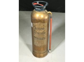 Antique Brass Fire Extinguisher - All Original - Many Uses - Display As-is ?  Lamp ?  Umbrella Stand ?