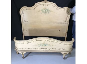 Beautiful French Style Hand Painted Full Size Bed - With Curved Foot Board - Real Shabby Chic Treasure
