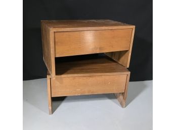 Pair Of Great Low MCM / Modern End Tables / Night Stands - Very Interesting Pair - Dovetailed Tops - COOL !