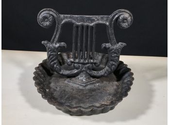 Wonderful Antique Victorian Cast Iron Boot Scraper With Lyre Design - Nice Old Paint - GREAT PIECE !