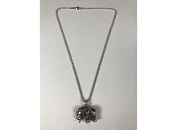 Incredible 16' Sterling Silver Necklace With Sterling Elephant Pendant Necklace - Hand Made - Superb Quality