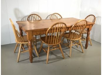 Fabulous Country Pine Farm Table & Six Chairs - GREAT Kitchen / Dining Set - No Issues - Paid $1,650