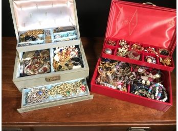 Two Boxes Of Grandmas Jewelry As-found - Unsorted - SOLD IN BULK - Estate Fresh Jewelry Boxes ( LOT A )