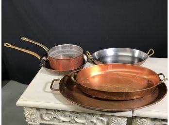 Great Five (5) Piece Lot Of Copper Cookware - All High Quality Pieces - ALL FIVE FOR ONE BID !