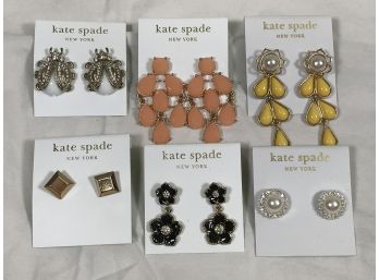 Six Pairs Of Brand New KATE SPADE Earrings  - Retail Price Between $29 - $69 Each - AMAZING PRICE ! - Lot 1