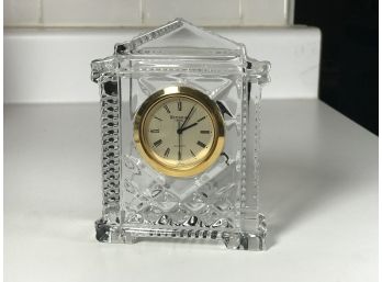 Beautiful WATERFORD Cut Crystal Desk Clock - Champagne Dial - No Damage Or Issues NICE CLOCK !