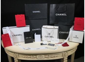 Huge Lot Of CHANEL & CARTIER Empty Bags, Boxes, Ribbon, Cards - GREAT DECORATOR ITEMS - Lot (2 Of 2)