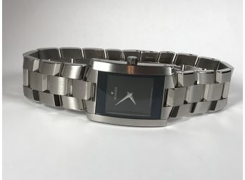 WOW ! - Authentic Mens MOVADO Tank Style Watch With Stainless Bracelet - New Battery - Rarely Worn - Paid $895