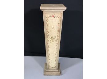 Fabulous Painted Decorated Pedestal / Plant Stand - Amazing Crackled & Distressed Paint Finish - VERY NICE