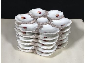 Lot Of Six FABULOUS Antique French HAVILAND & Company Limoges Oyster Plates - BEAUTIFUL SET !