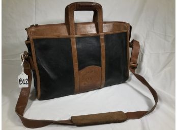 Fantastic Authentic Vintage GHURKA Briefcase No. 34 THE EXPEDITER Black & Beige Leather AMAZING PATINA