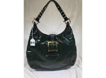Fabulous Dark Green & Navy Blue Leather TORI BURCH Purse GREAT BAG In Incredible Condition !