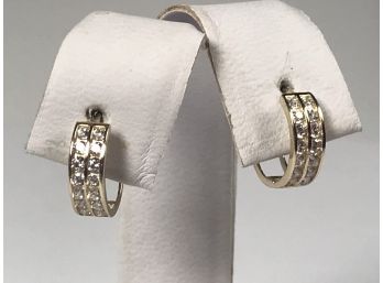 Gorgeous 14k Gold  & Channel Set Diamond Earrings - Brand New - VERY PRETTY PAIR !